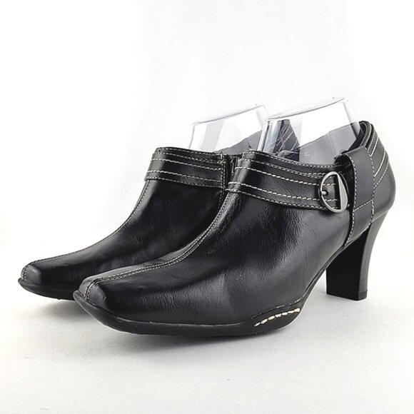 Aerosoles Women's Black Leather Pump Shoes High Heels Stitch Details Size 9.5B - Picture 1 of 16